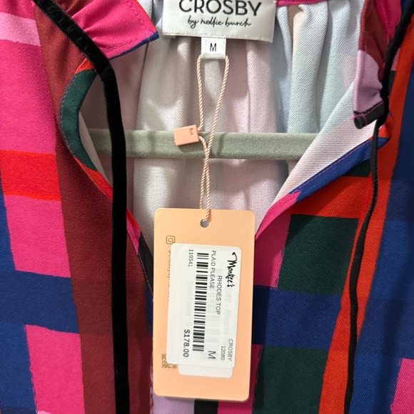 Crosby long sleeve Women's Multicolor Plaid Blouse ruffle NWT - Picture 3 of 7